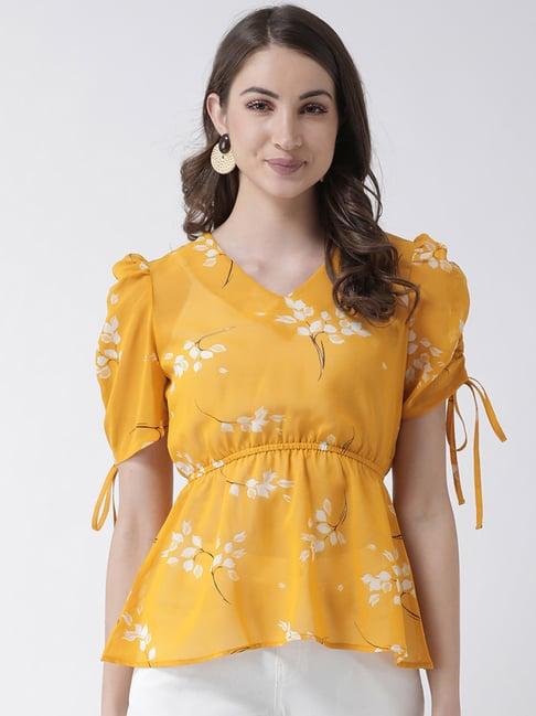 kassually yellow printed top