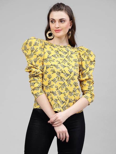 kassually yellow printed top