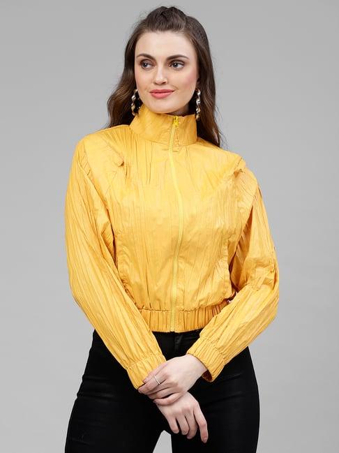 kassually yellow relaxed fit bomber jacket