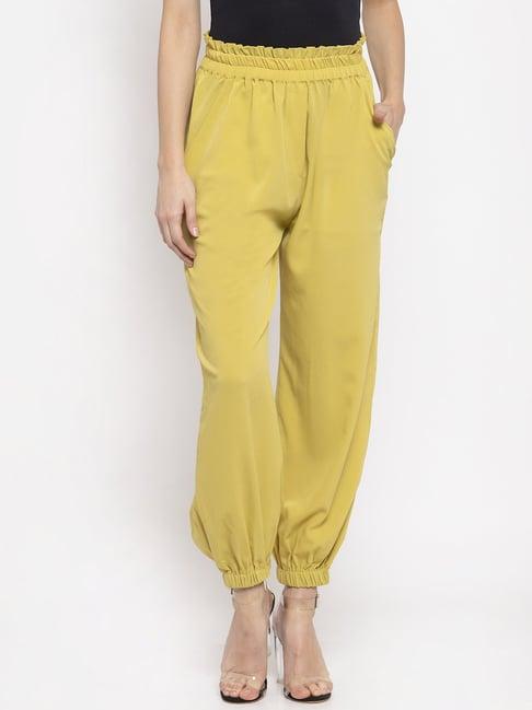 kassually yellow relaxed fit mid rise joggers