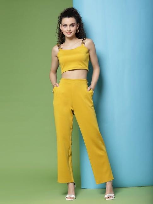 kassually yellow relaxed fit trousers