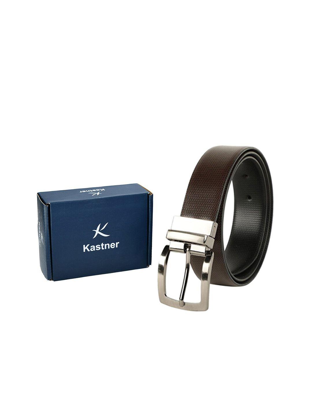 kastner men black & brown textured leather reversible formal belt