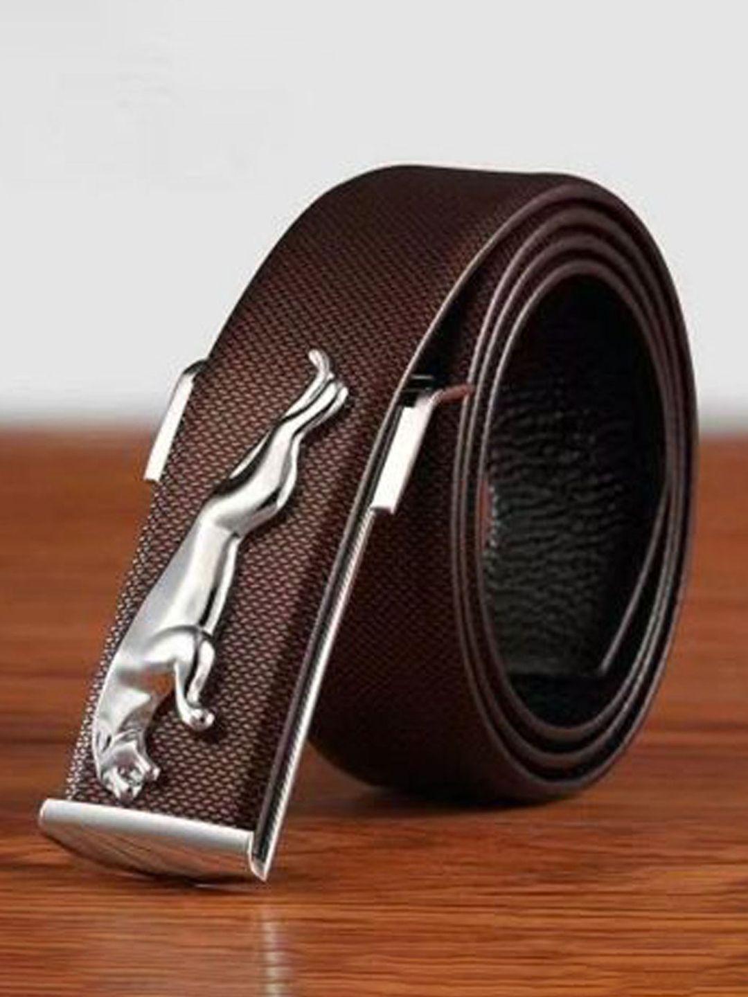 kastner men brown & silver-toned textured belt