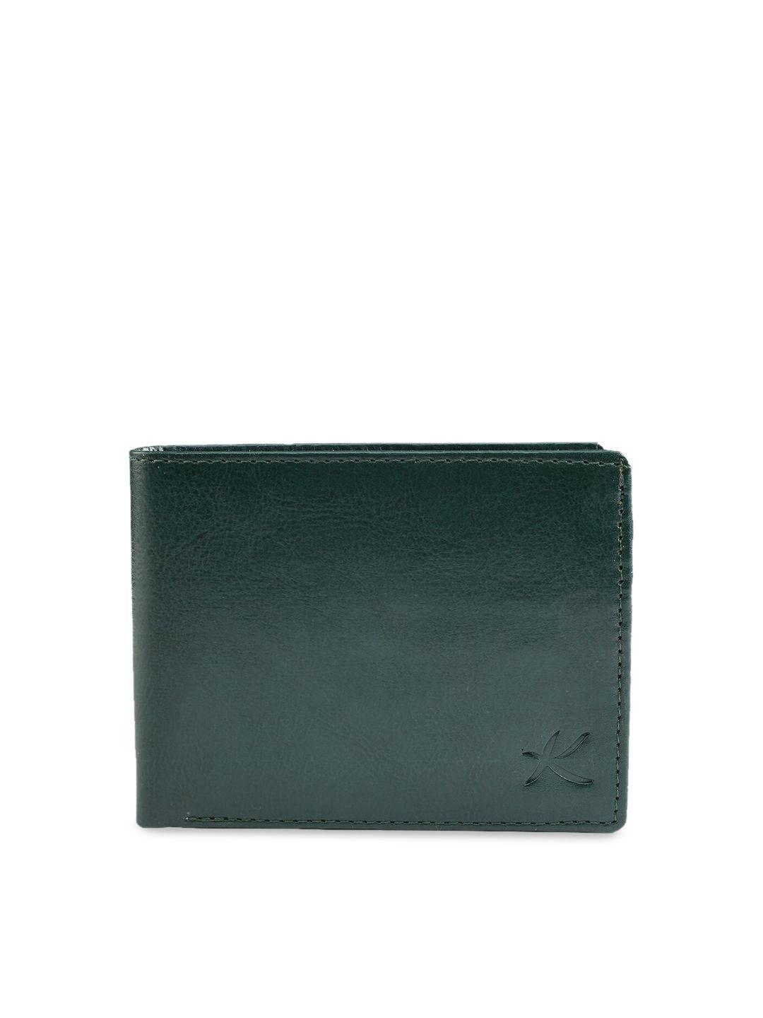 kastner men green solid two fold leather wallet