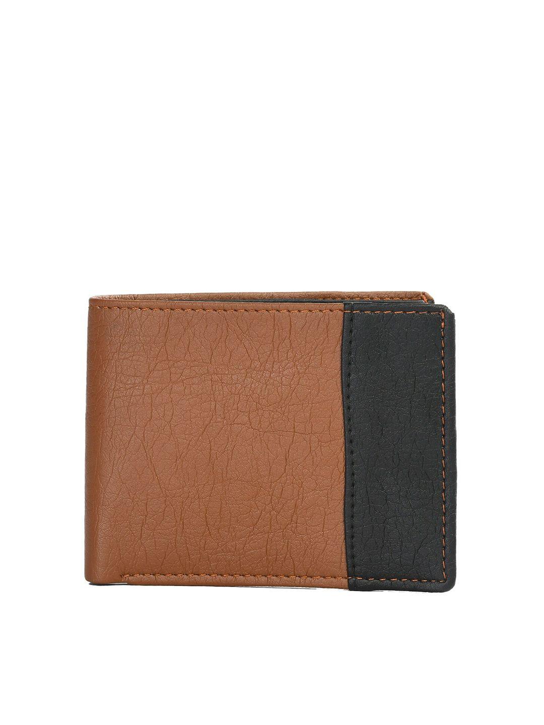 kastner men tan & black pu two fold wallet