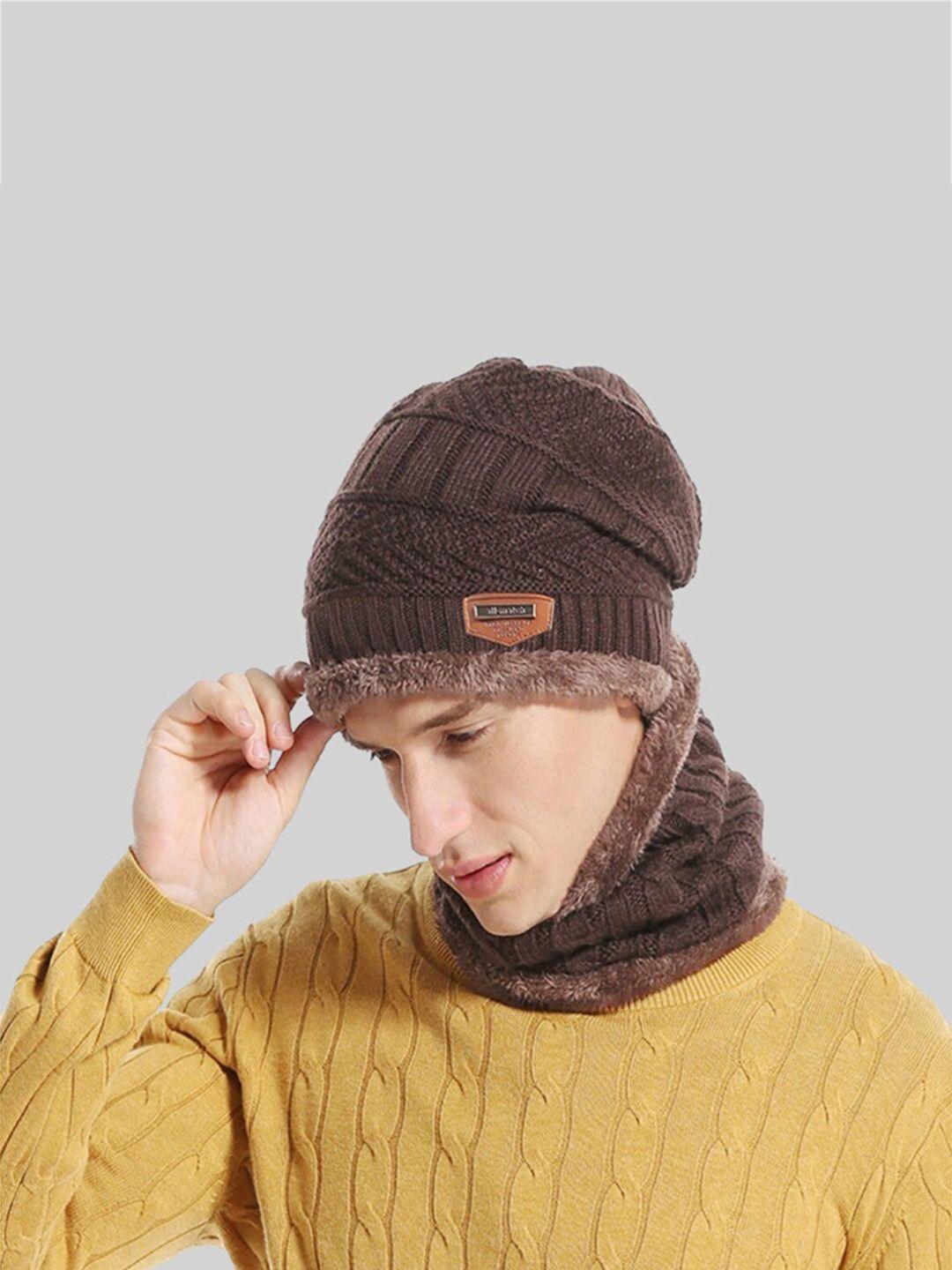 kastner unisex self design wollen beanie with muffler