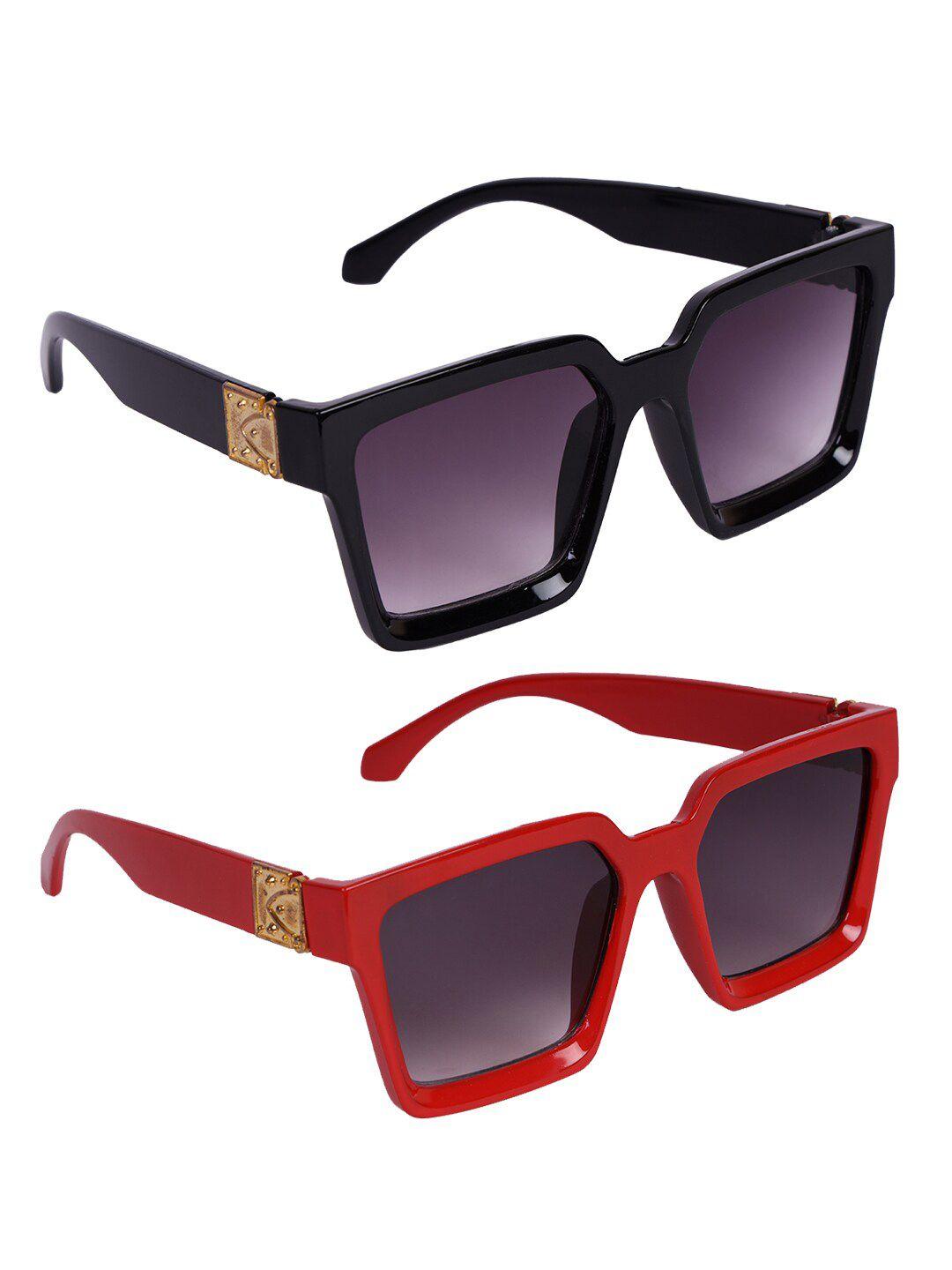 kastner unisex set of 2 oversized sunglasses with uv protected lensrel_cm_maharaja_blk-red