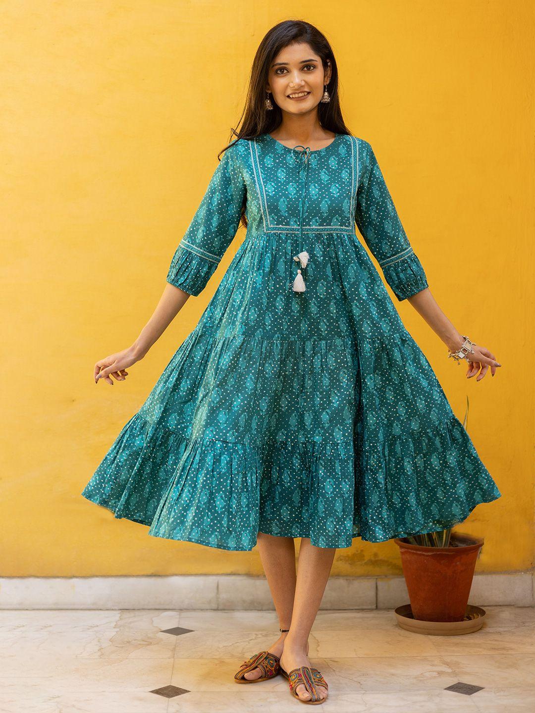 kasya ethnic motifs print a-line dress