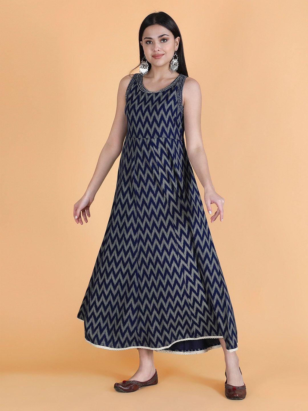 kasya ethnic motifs print a-line maxi dress