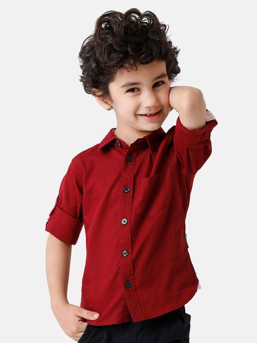 kate & oscar boys maroon standard casual shirt