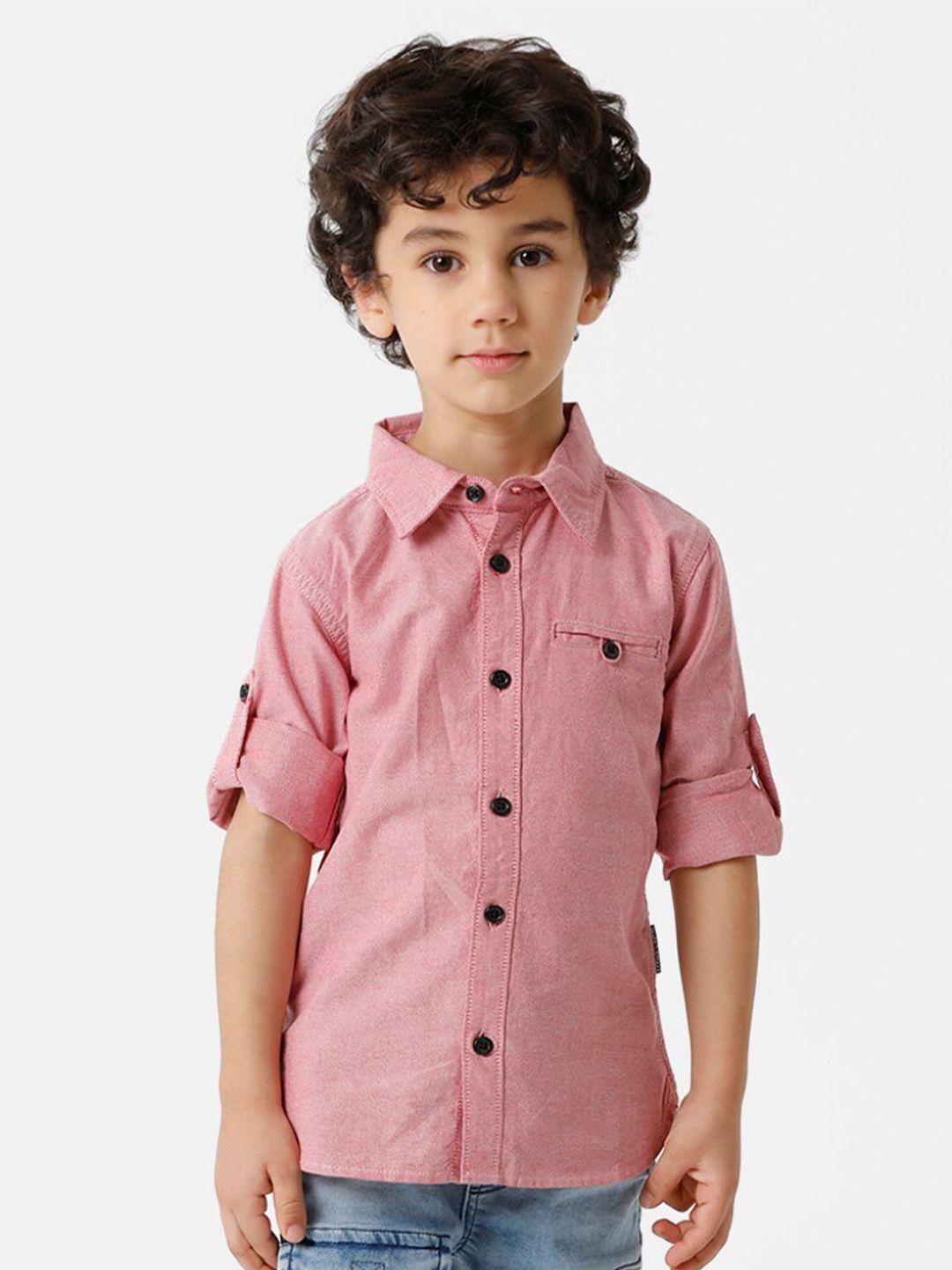 kate & oscar boys pink standard printed casual shirt