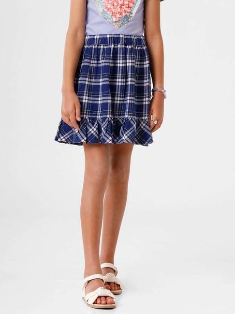 kate & oscar kids blue & white chequered skirt