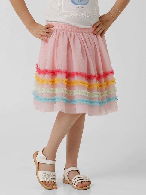 kate & oscar kids pink color block skirt