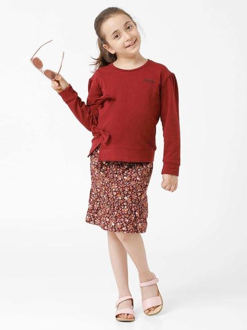 kate & oscar kids red floral print skirt
