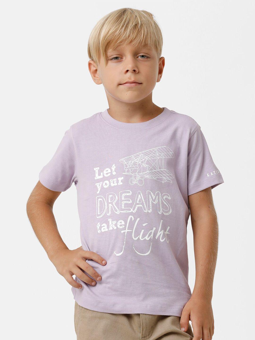 kate & oscar boys typography printed pure cotton t-shirt