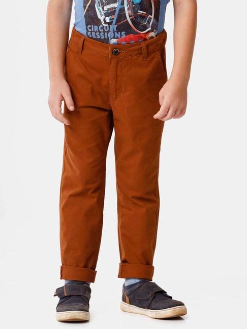 kate & oscar kids brown cotton regular fit trousers