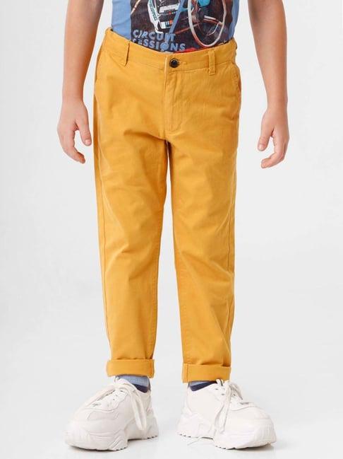 kate & oscar kids mustard cotton regular fit trousers