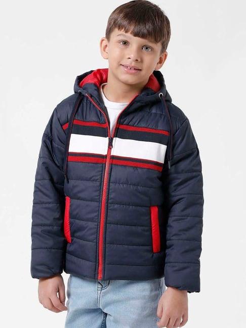 kate & oscar kids navy & red printed full sleeves jacket