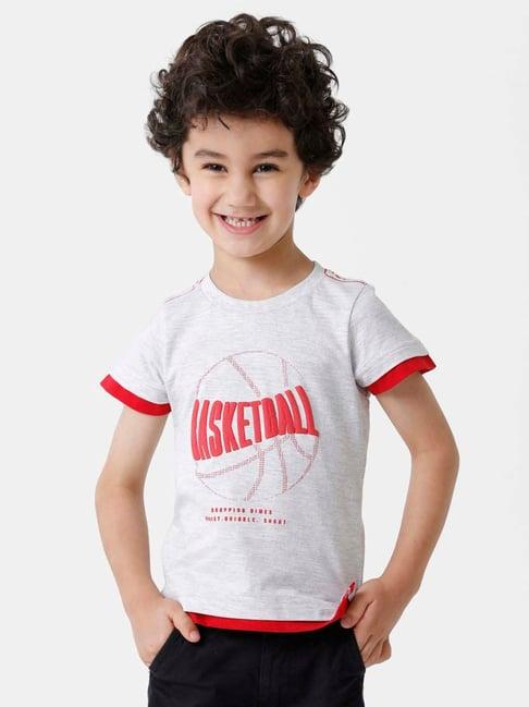 kate & oscar kids off-white & red cotton printed t-shirt