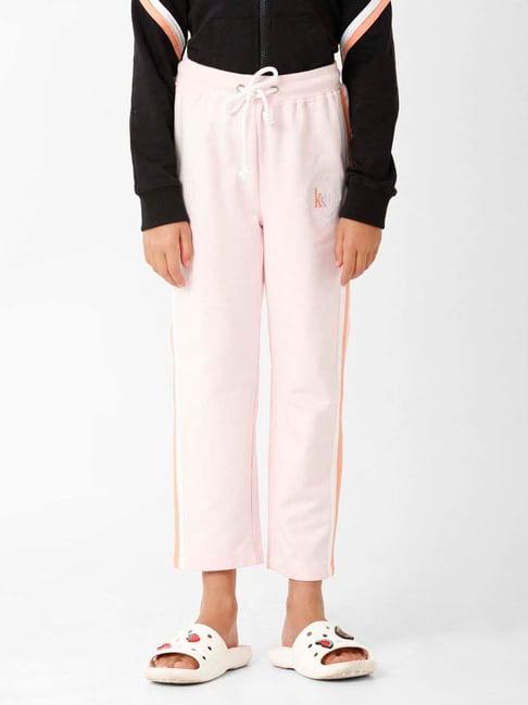 kate & oscar kids pink cotton embroidered trackpants