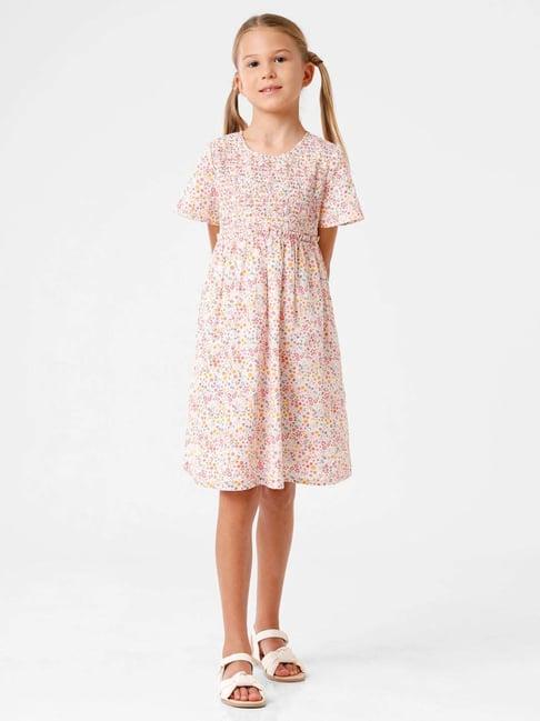 kate & oscar kids pink cotton floral print dress