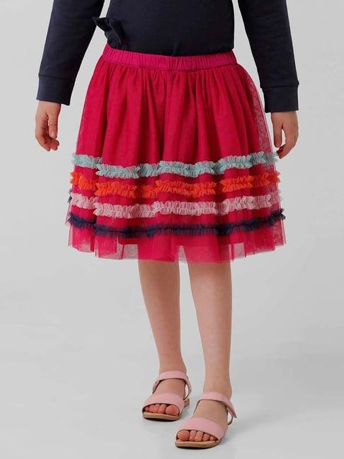 kate & oscar kids red color block skirt