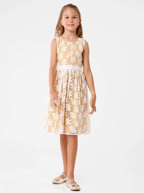 kate & oscar kids yellow & white floral print dress