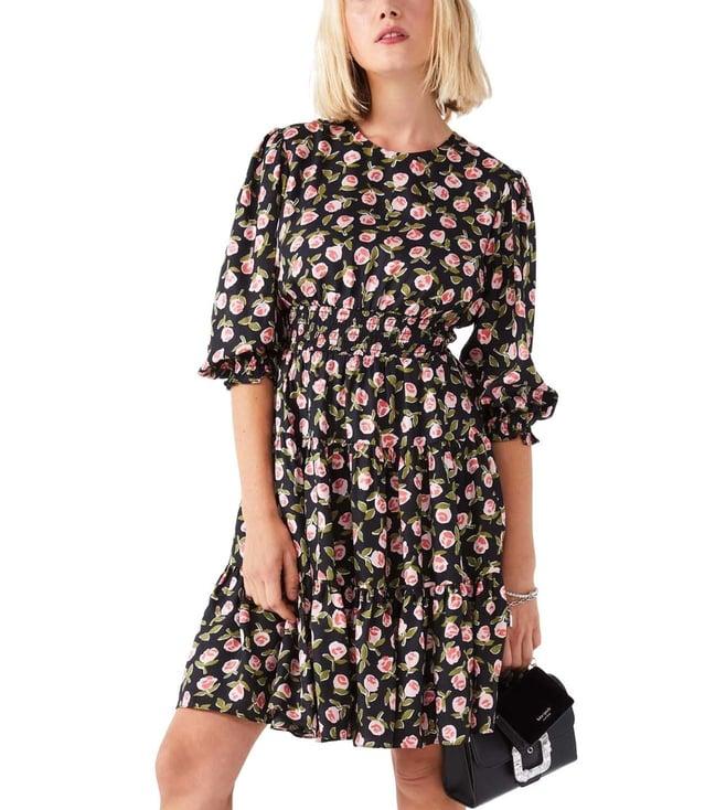 kate spade black regular fit ditsy roses flirt dress