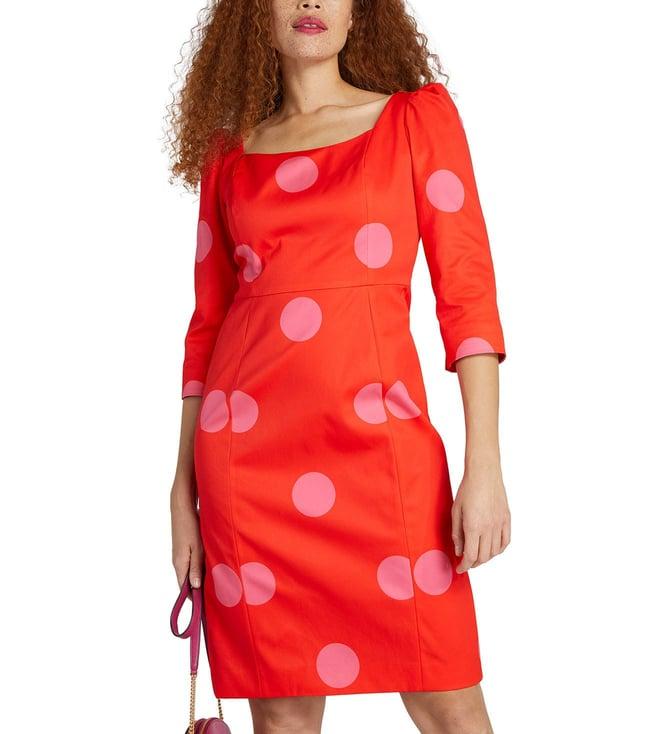 kate spade flame scarlet giant dot slim fit faille sheath dress