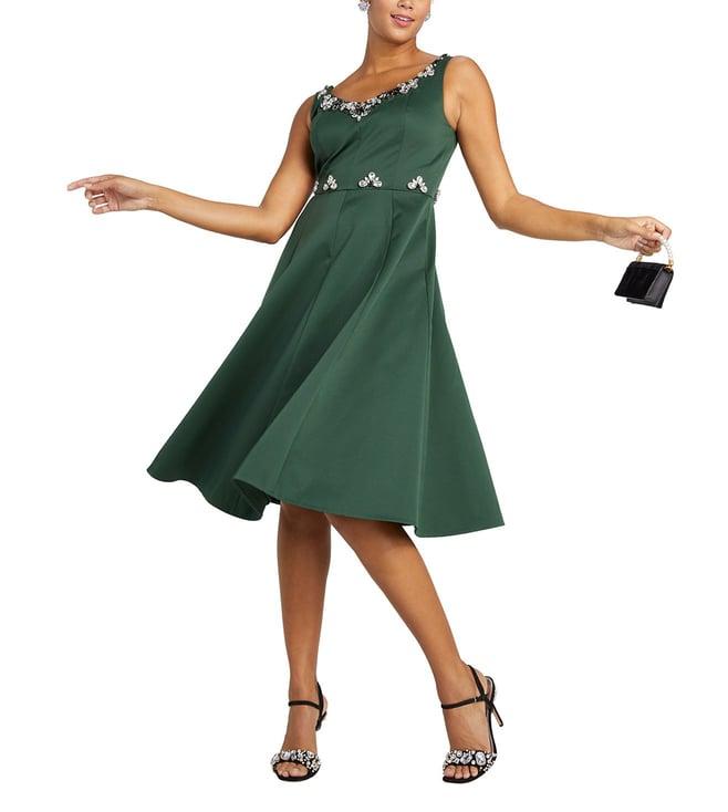 kate spade green embellished faille grace regular fit dress