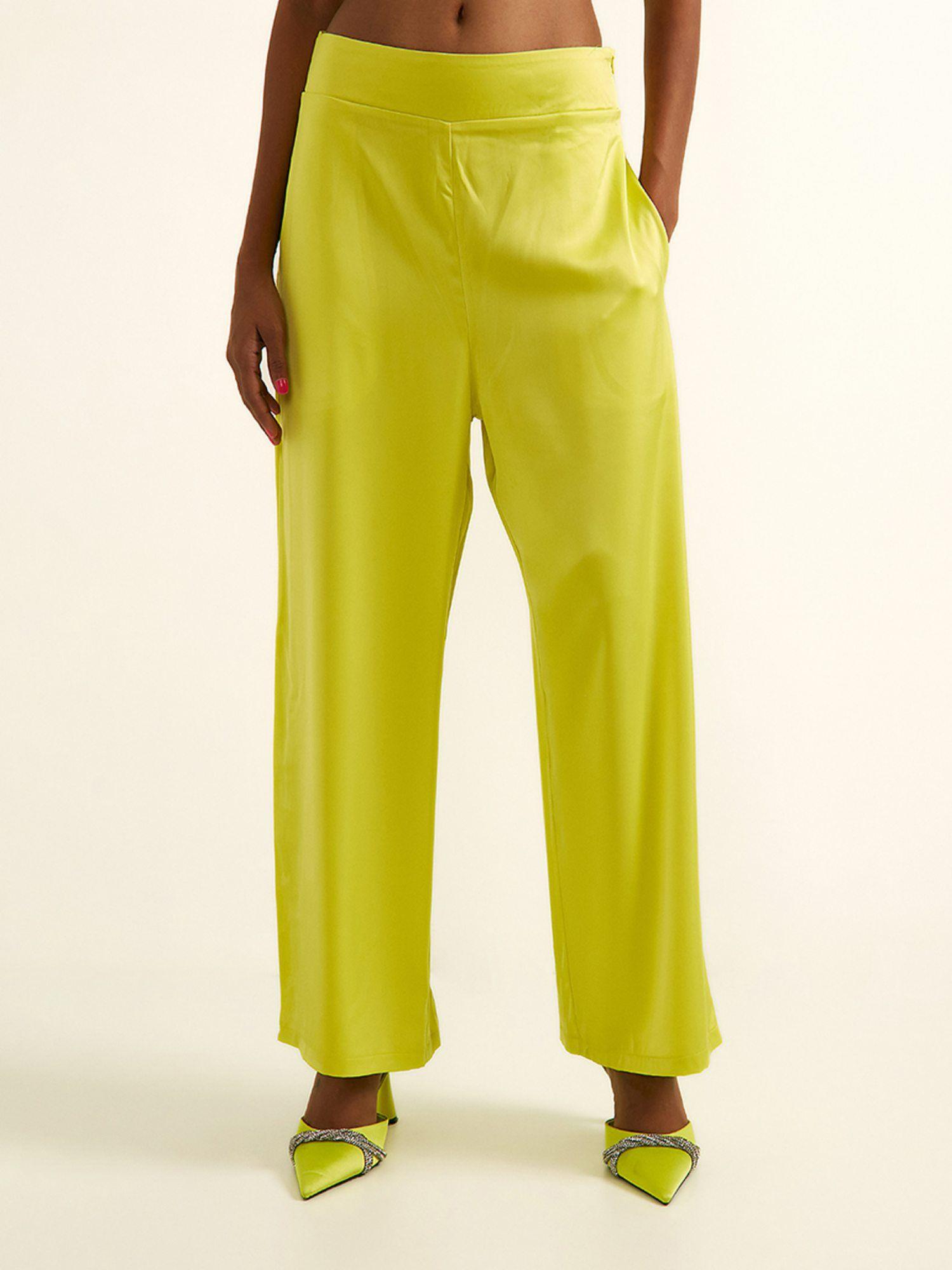 katthy lime satin trouser