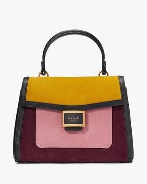 katy colourblock suede top handle bag