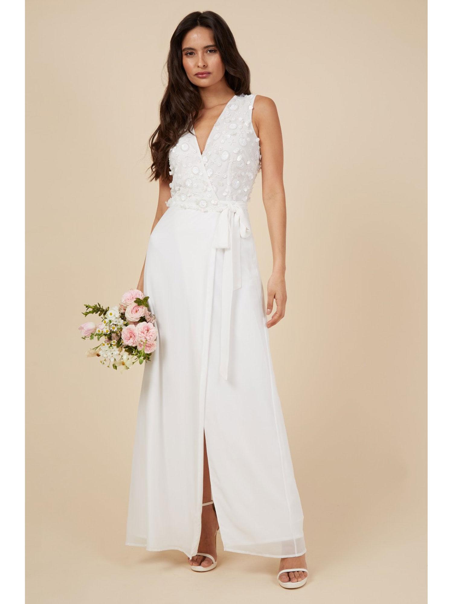 katy ivory maxi embellished dress