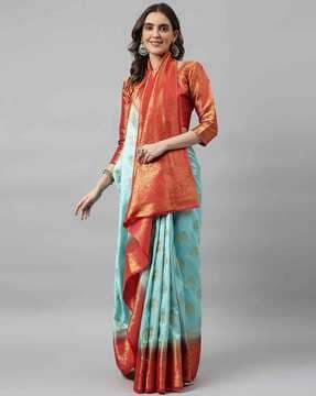 kavindi women's banarasi silk with jacquard print party wear saree printed saree