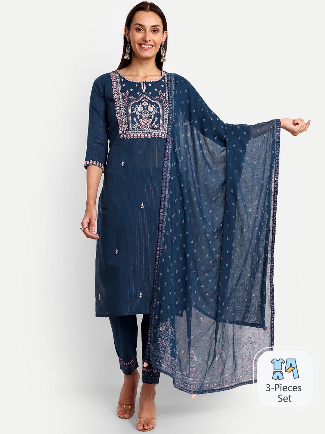 kavita gupta ethnic motifs embroidered keyhole neck thread work kurta