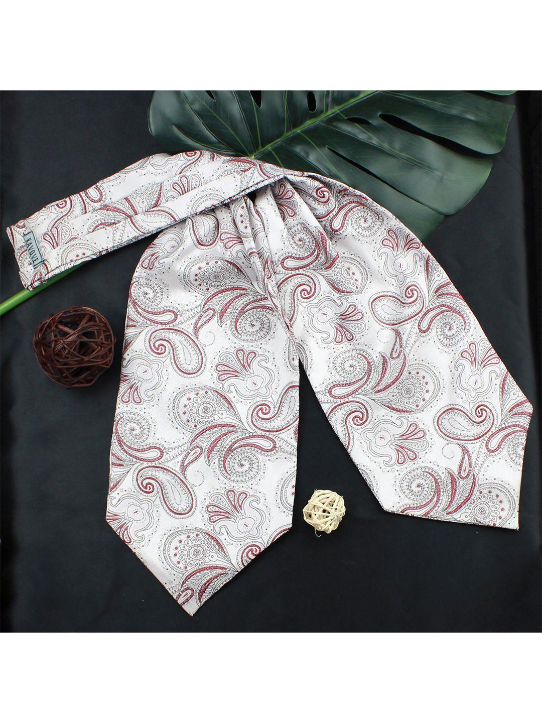 kavove unisex white & red paisley printed cravat