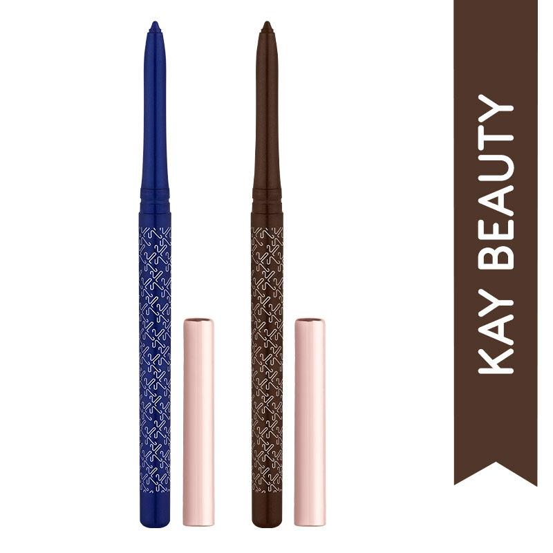 kay beauty 24 hr coloured matte kajal combo - blue & brown