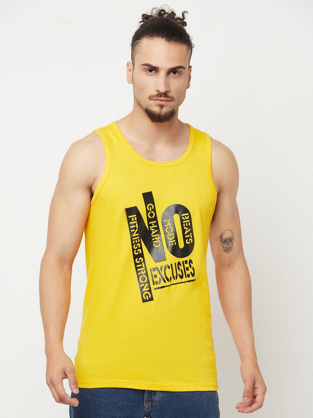 kay dee men yellow typography printed t-shirt