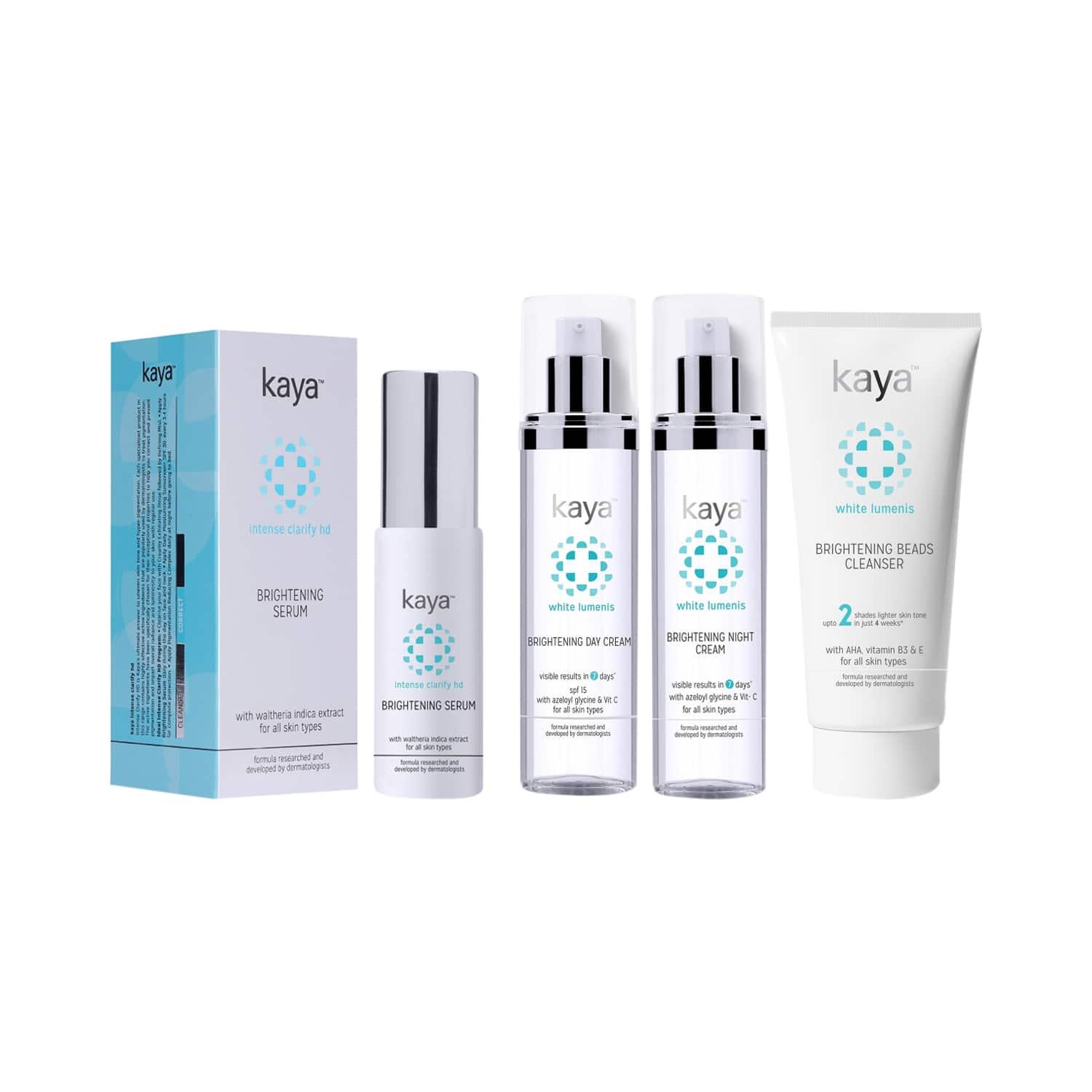 kaya brightening regime, pigmentation combo, skin lightening combo, radiance combo