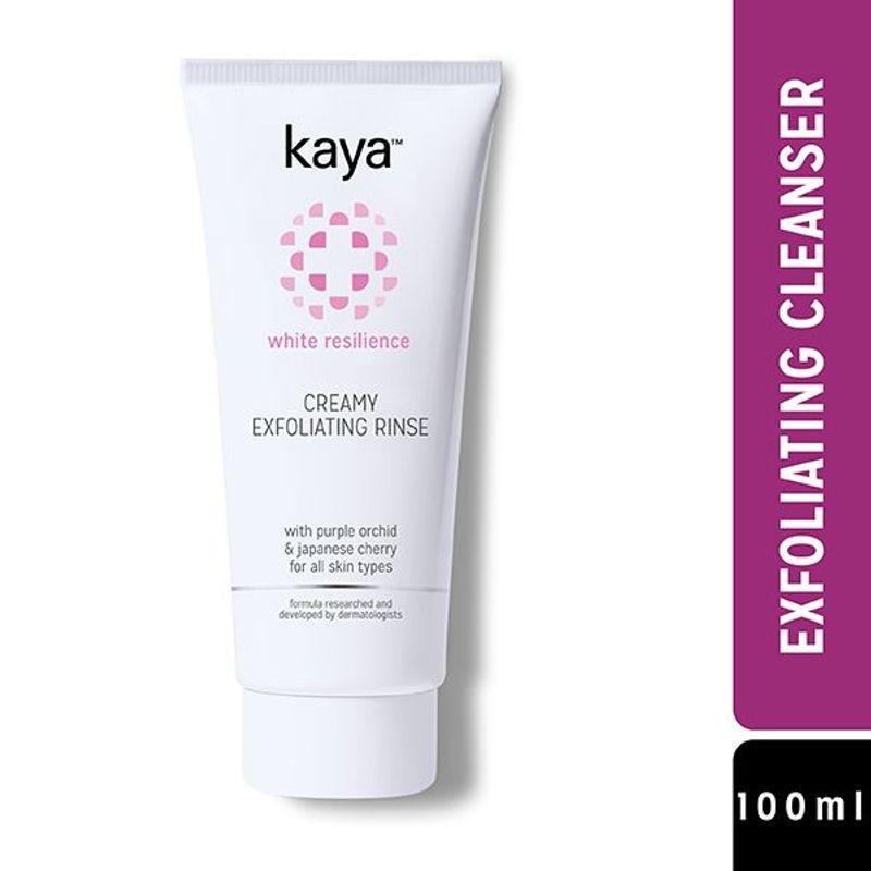 kaya creamy exfoliating rinse, with japanese cherry & purple orchid extracts for all skin types