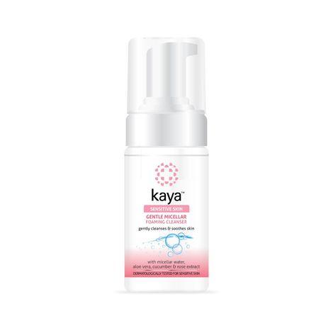 kaya sensitive skin gentle micellar foaming cleanser | gently cleanses & soothes skin |with micellar water aloe vera cucumber & rose | fragrance free parabens, 100 ml