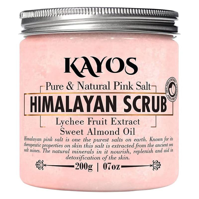 kayos himalayan pink salt body scrub for exfoliating & skin moisturizing