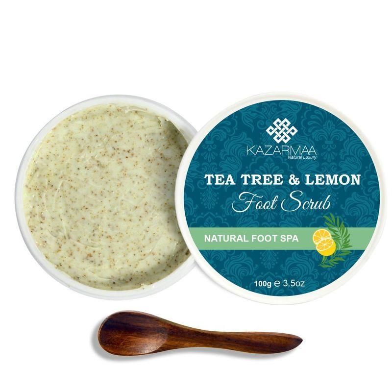 kazarmaa tea tree and lemon anti bacterial foot scrub with jojoba oil - for feet nourishment