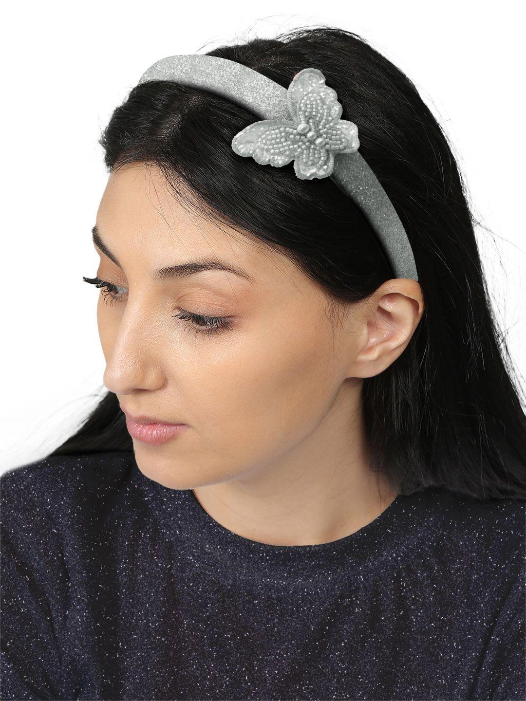 kazarmax girls silver-toned beaded butterfly hairband