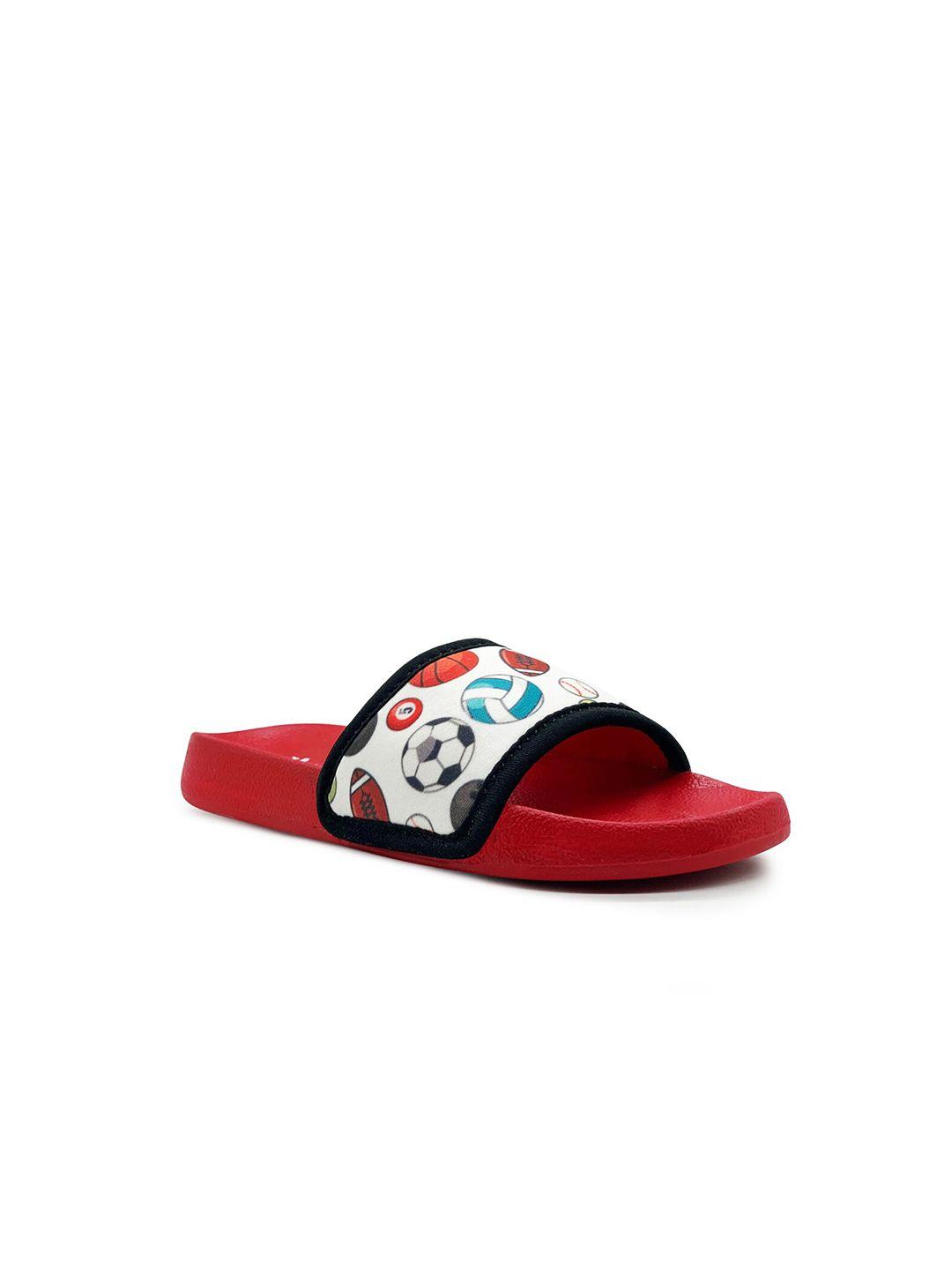 kazarmax boys white & red printed sliders