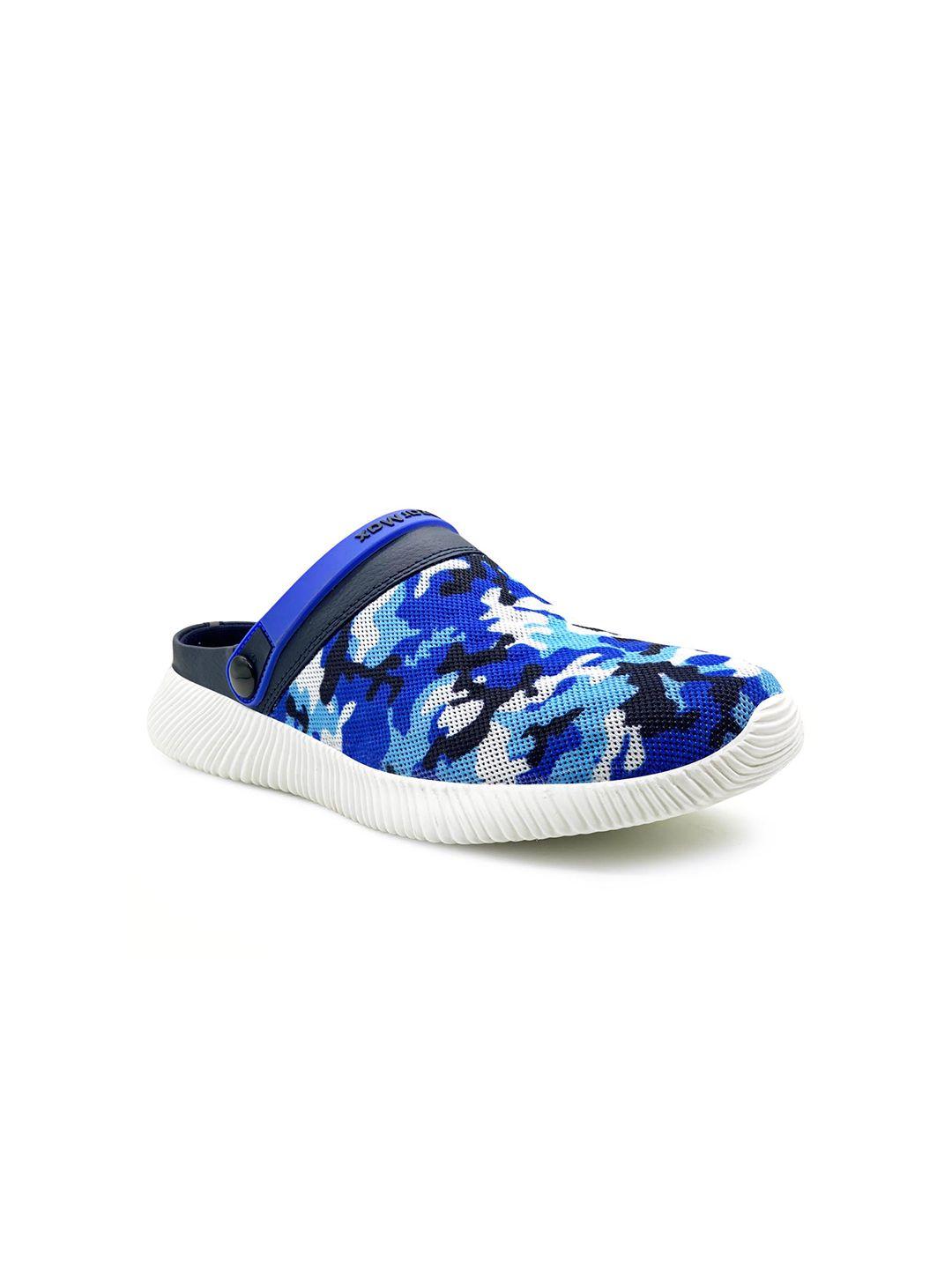 kazarmax girls navy blue & white camouflage printed clogs