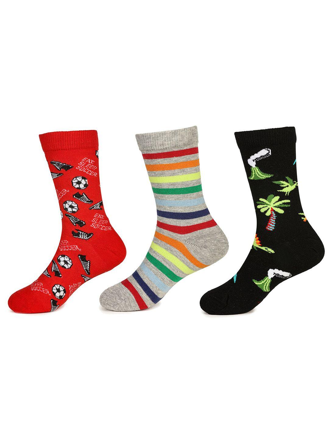 kazarmax girls pack of 3  patterned cotton calf-length socks