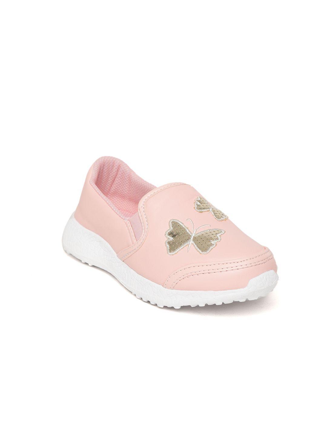 kazarmax kids peach-coloured applique slip-on sneakers