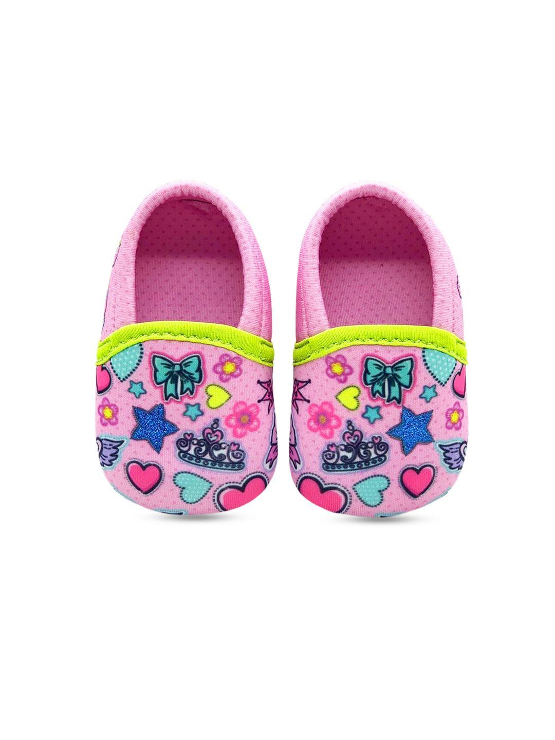 kazarmax kids pink printed booties