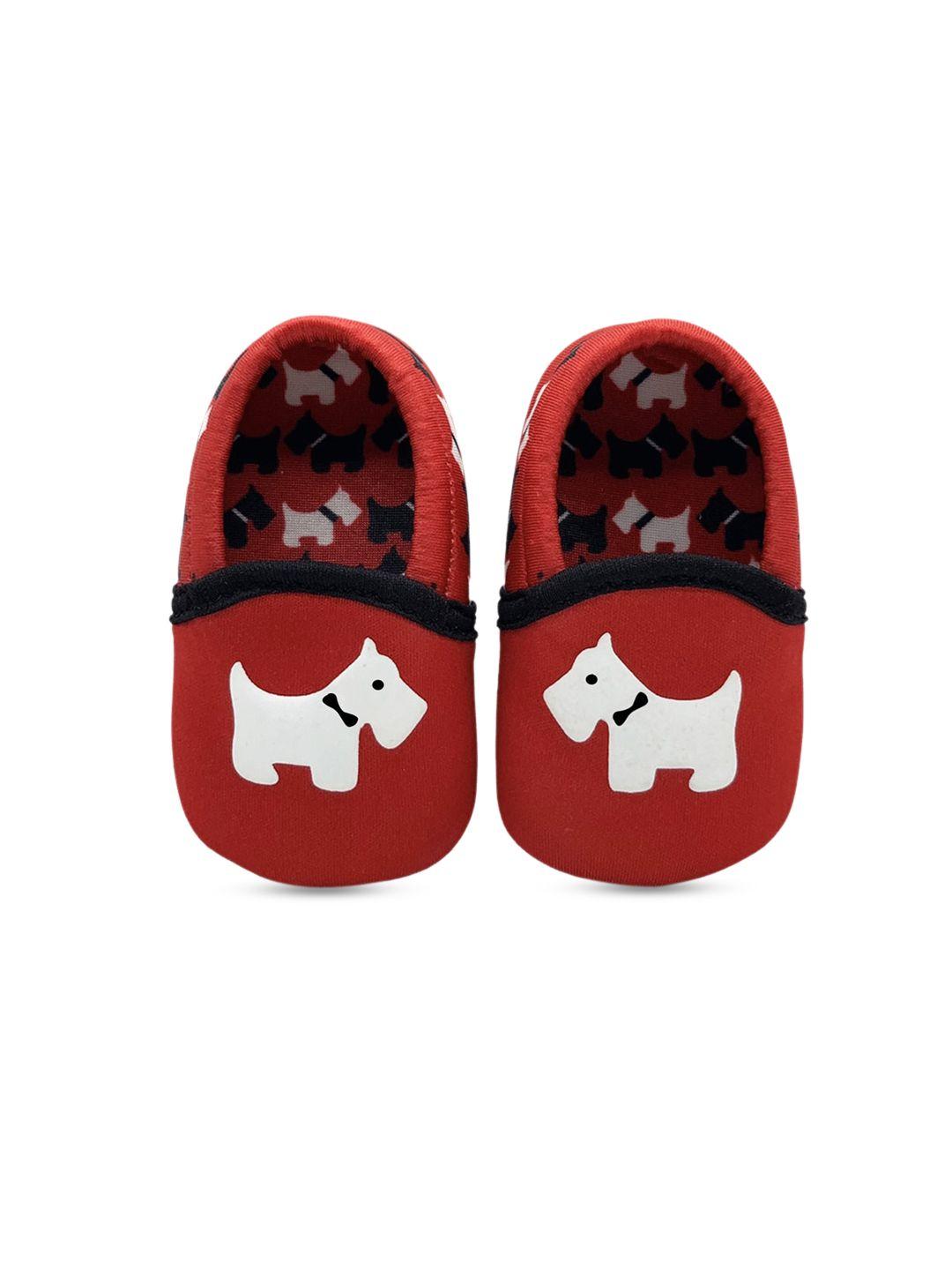 kazarmax kids red & white printed booties